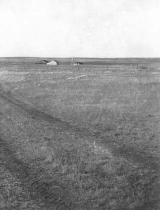 The Bown’s little house sat unprotected on the prairie just before the 1947 fire.